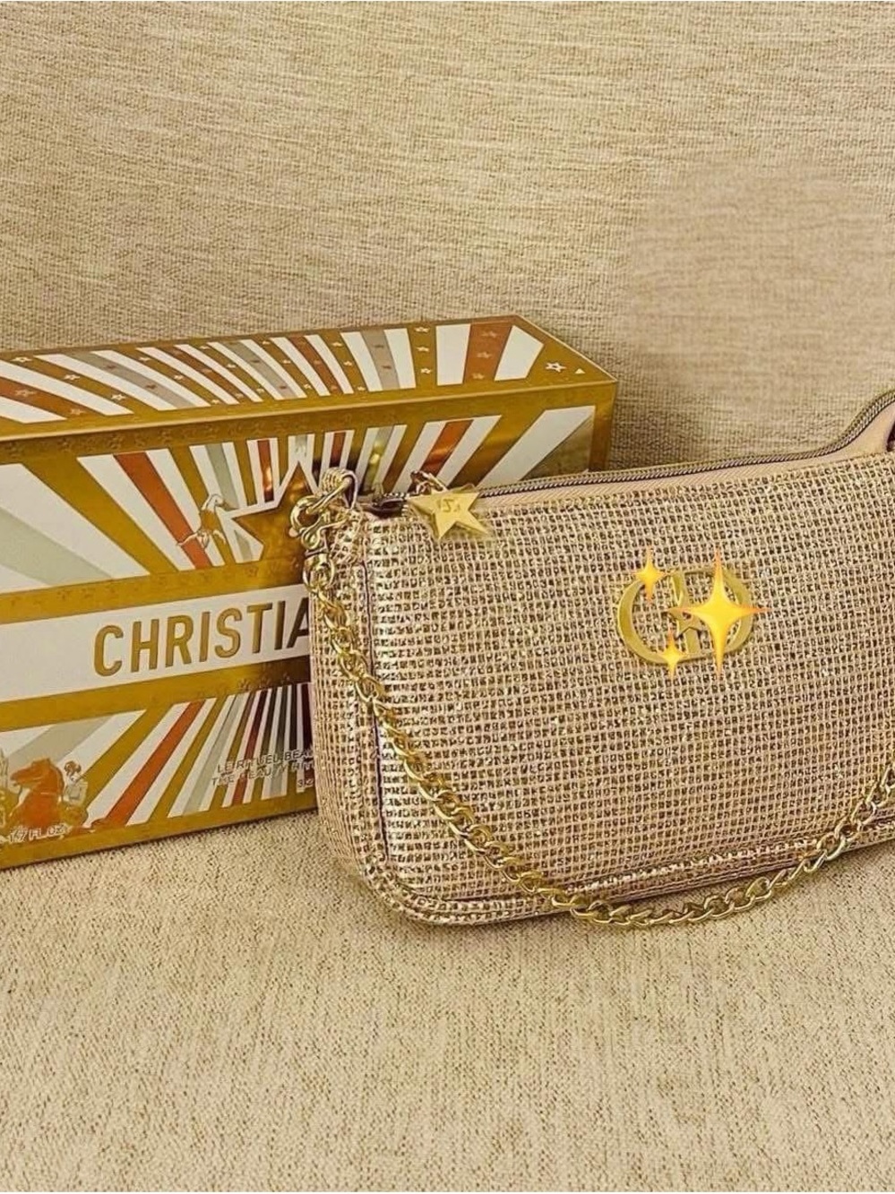 Woven Chain Shoulder Bag in Rose Gold